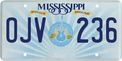 MS license plate OJV236