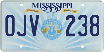 MS license plate OJV238