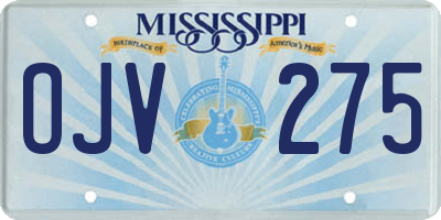 MS license plate OJV275