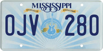 MS license plate OJV280