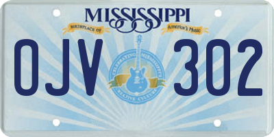 MS license plate OJV302