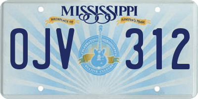 MS license plate OJV312