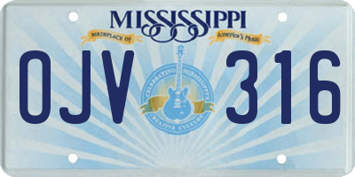 MS license plate OJV316