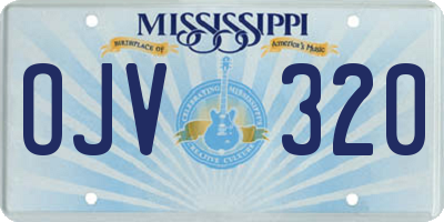 MS license plate OJV320