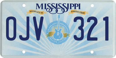 MS license plate OJV321