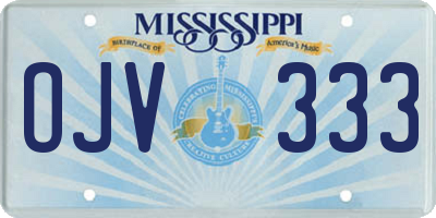 MS license plate OJV333