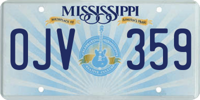 MS license plate OJV359