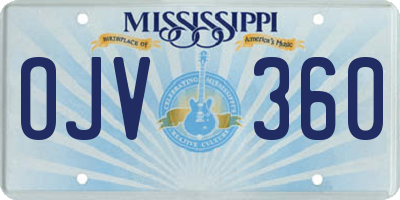 MS license plate OJV360