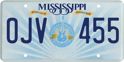 MS license plate OJV455