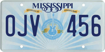 MS license plate OJV456