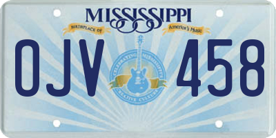 MS license plate OJV458