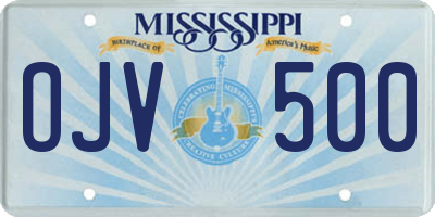 MS license plate OJV500