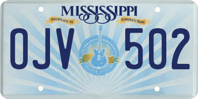 MS license plate OJV502