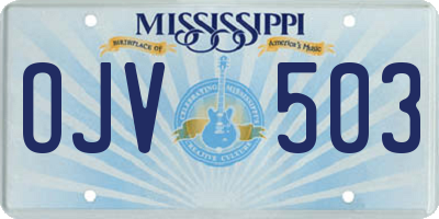 MS license plate OJV503