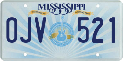 MS license plate OJV521