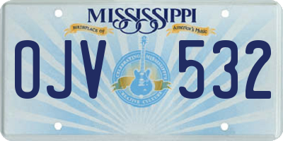 MS license plate OJV532