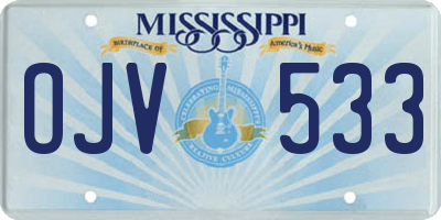 MS license plate OJV533