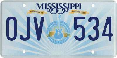 MS license plate OJV534