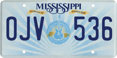 MS license plate OJV536
