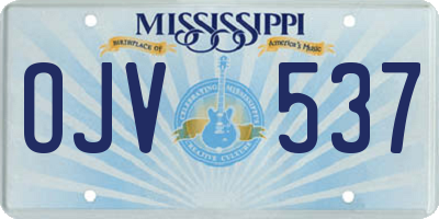 MS license plate OJV537
