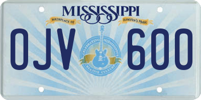 MS license plate OJV600
