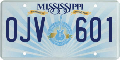 MS license plate OJV601