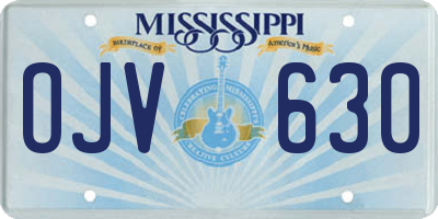 MS license plate OJV630