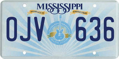 MS license plate OJV636