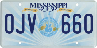 MS license plate OJV660
