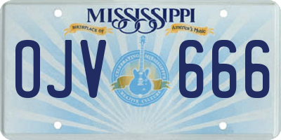 MS license plate OJV666