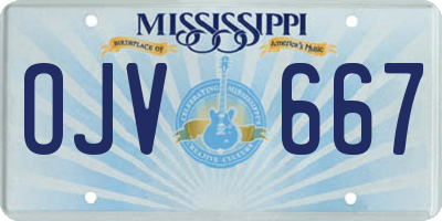 MS license plate OJV667