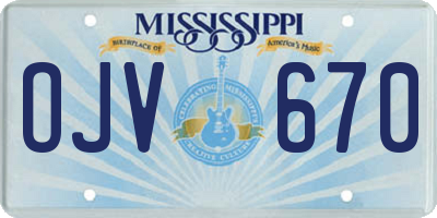 MS license plate OJV670