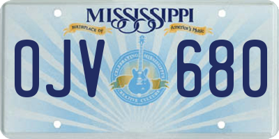 MS license plate OJV680