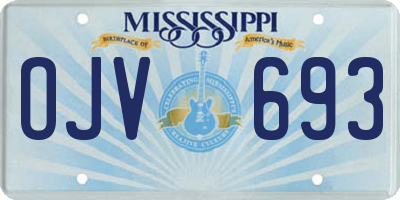 MS license plate OJV693