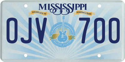 MS license plate OJV700