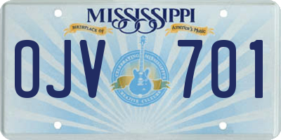 MS license plate OJV701