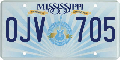 MS license plate OJV705