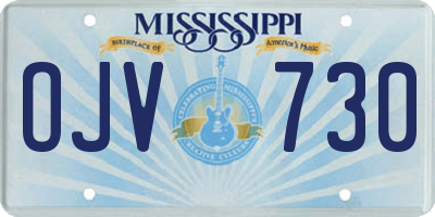 MS license plate OJV730