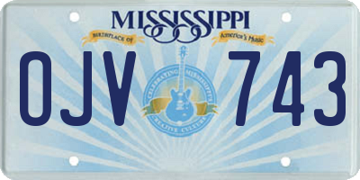 MS license plate OJV743
