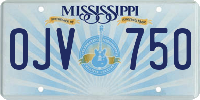 MS license plate OJV750