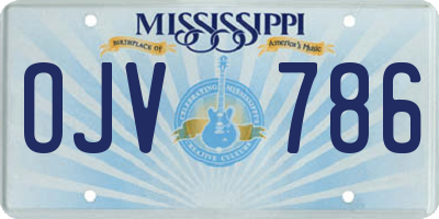MS license plate OJV786