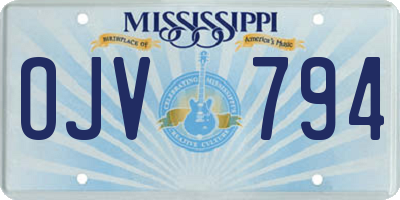 MS license plate OJV794