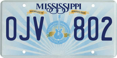 MS license plate OJV802
