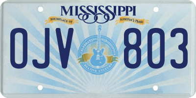 MS license plate OJV803