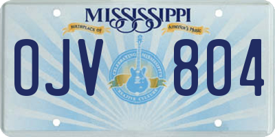 MS license plate OJV804