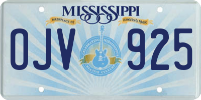 MS license plate OJV925