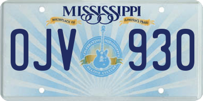 MS license plate OJV930