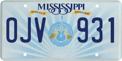 MS license plate OJV931