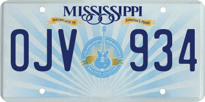 MS license plate OJV934