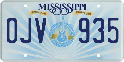 MS license plate OJV935